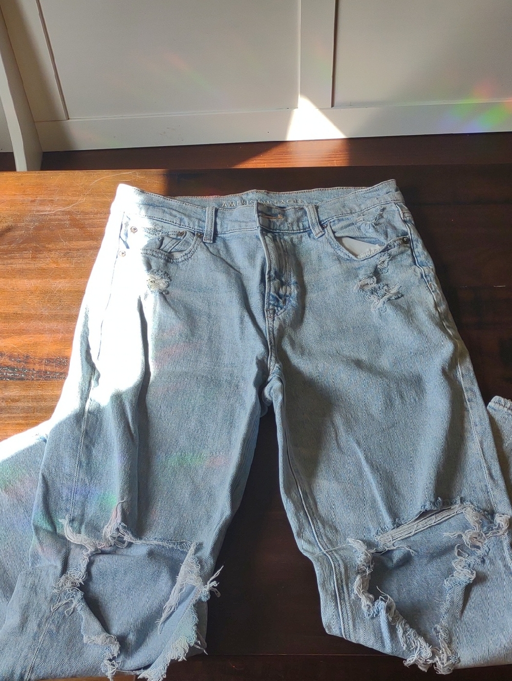 Relaxed Light Blue Distressed Jeans